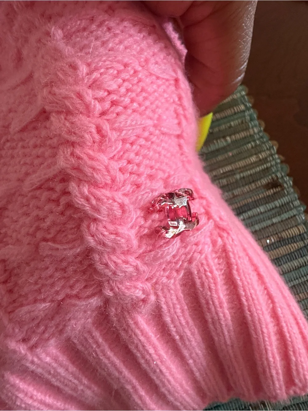 NEW CHANEL Barbie Pink Cable-Pattern Crewneck Sweater